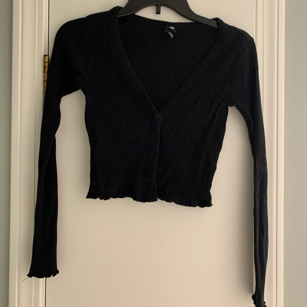 Black Button Up Wild Fable Cropped Sweater